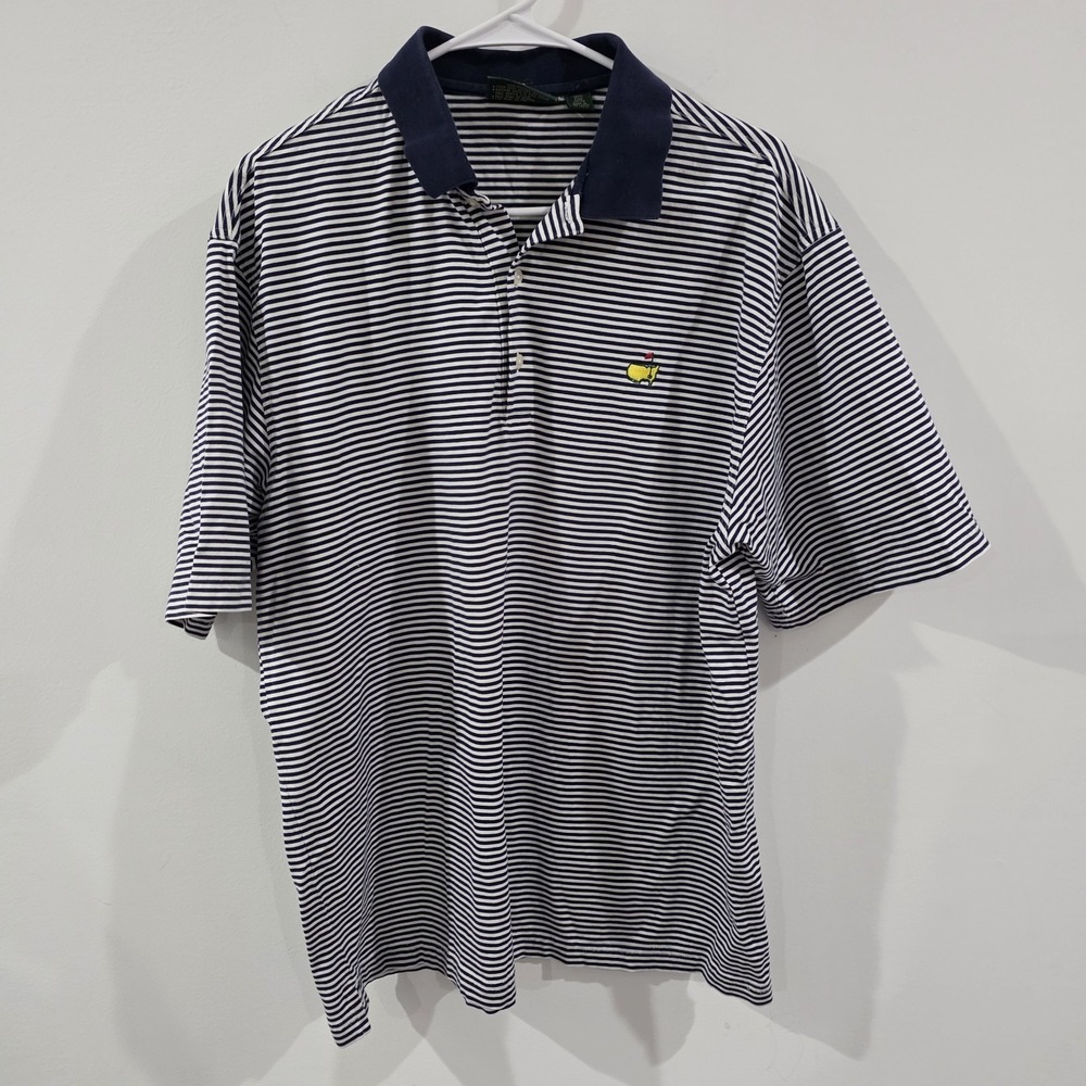 Amen‎ Corner Mens Masters Golf Polo Size Large Striped Pima Cotton Athleisure
